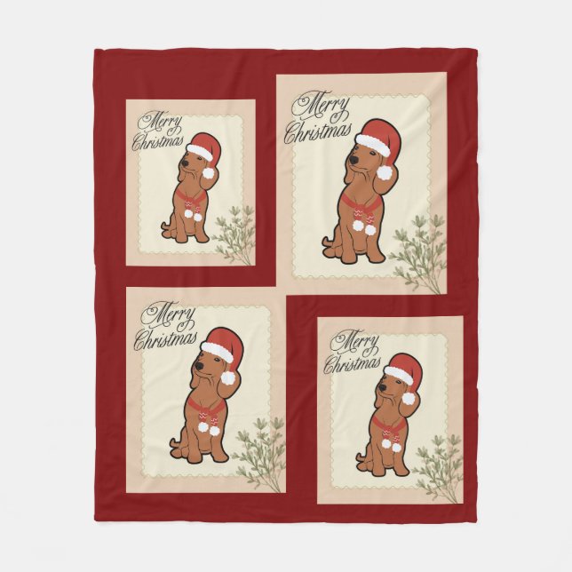 Cobertor De Velo Dachshund christmas (Frente)