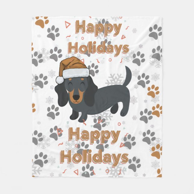 Cobertor De Velo Dachshund christmas (Frente)