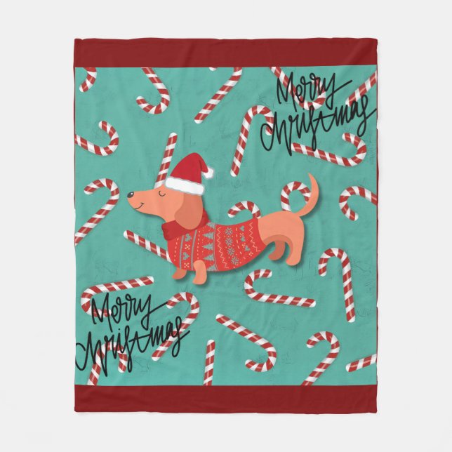 Cobertor De Velo Dachshund christmas (Frente)