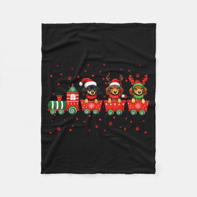 Cobertor De Velo Dachshund Christmas Dog Lights Santa Xmas Pet Dog  (Frente)