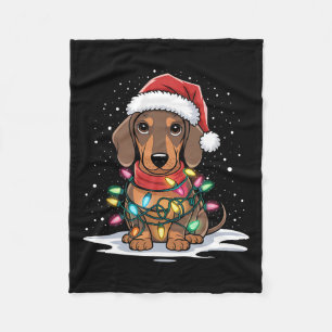 Cobertor De Velo Dachshund Christmas Lights Santa Hog Lover Hol