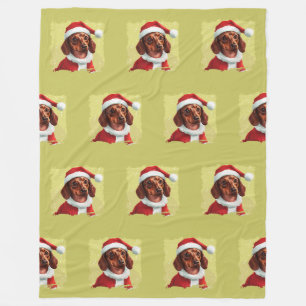 Cobertor De Velo Dachshund Com Roupa De Papai Noel - Natal 1