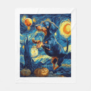Cobertor De Velo Dachshund de van gogh noite estrelada halloween En