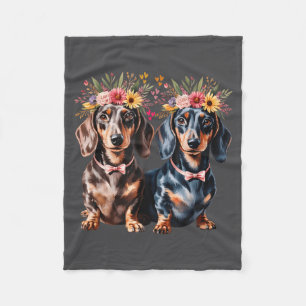 Cobertor De Velo Dachshund do Dia dos Namorados Casal Floral Amor