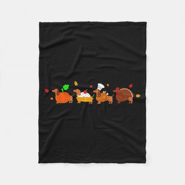 Cobertor De Velo Dachshund Dog Pumpkin E Turkey Thanksgiving  (Frente)
