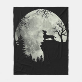 Cobertor De Velo Dachshund E Lua Halloween