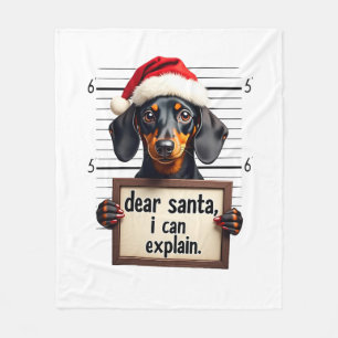 Cobertor De Velo Dachshund Engraçado Natal Querido Papai Noel Posso