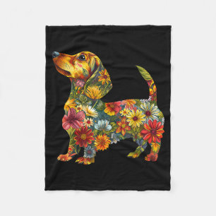 Cobertor De Velo Dachshund Floral Cachorro Fofo Amante de Animais D