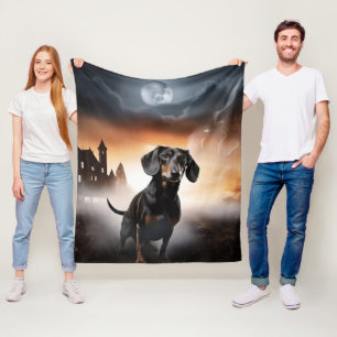 Cobertor De Velo Dachshund Halloween Assustador