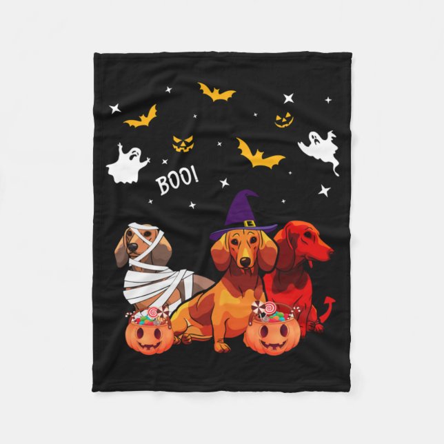 Cobertor De Velo Dachshund Halloween Dog Lover (Frente)