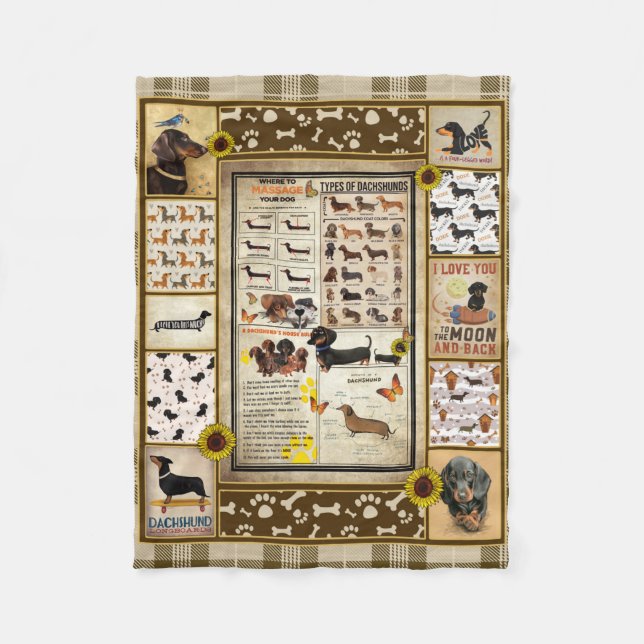Cobertor De Velo Dachshund Knowledge Blanket Gift (Frente)