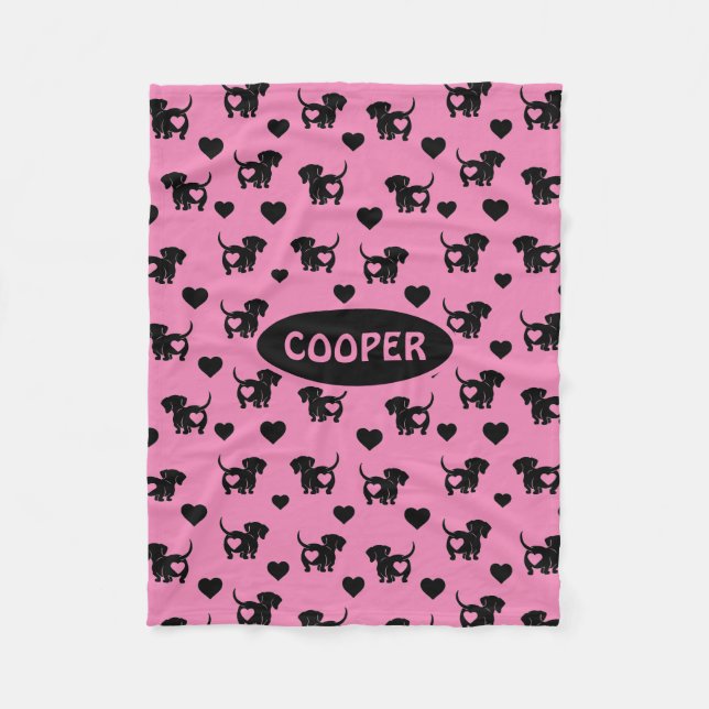Cobertor De Velo Dachshund Love Fleece Dog Blanket (Frente)