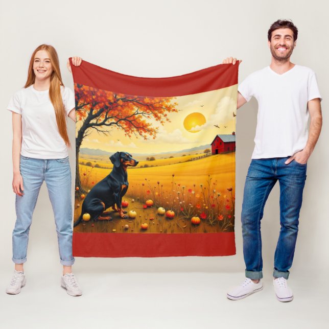 Cobertor De Velo Dachshund na fazenda ao pôr do sol (In Situ)