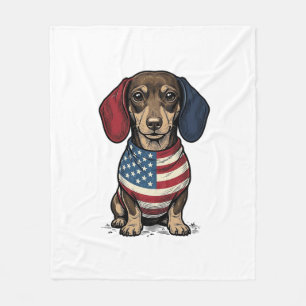 Cobertor De Velo Dachshund Patriótico Desenho Vetorial de Gravura V