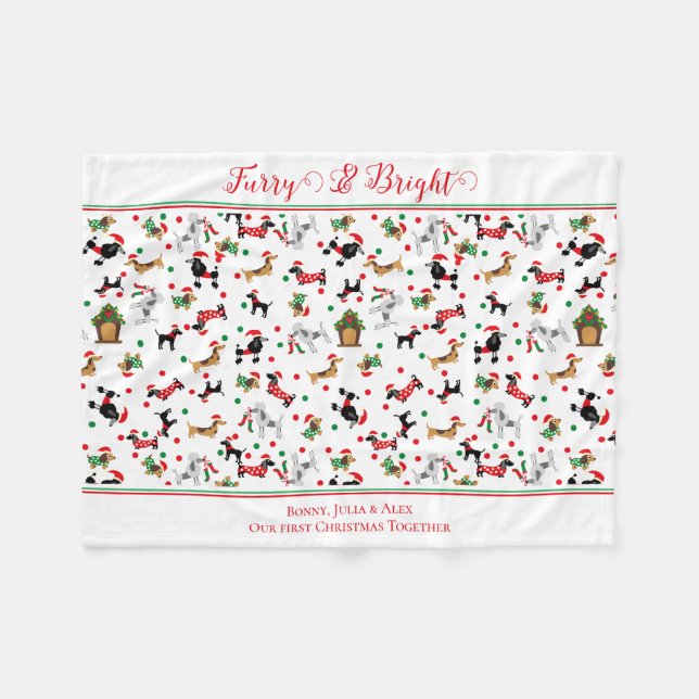 Cobertor De Velo Dachshund Poodle Dog Furry Bright Natal (Frente (Horizontal))