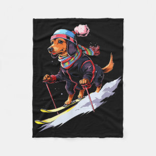 Cobertor De Velo Dachshund Skiing Cachorro Esquiar Esqui Inverno Ho