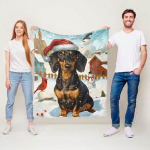Cobertor De Velo Dachshund Terra de Maravilhas de Inverno Alegria d