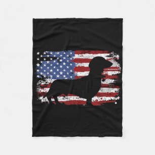 Cobertor De Velo Dachshund Weiner Bandeira Americana Vintage