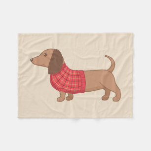 Cobertor De Velo Dachshund Wiener Dog Red Sweater em bege