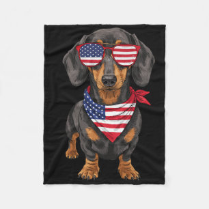 Cobertor De Velo Dachshund Wiener EUA Bandeira dos EUA 4 de Julho A