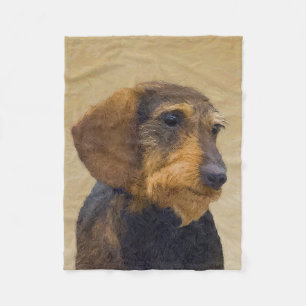 Cobertor De Velo Dachshund (Wirehaired): Pintura original de cães