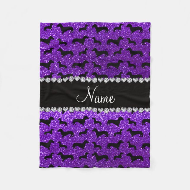 Cobertor De Velo Dachshunds roxos personalizados do brilho do (Frente)