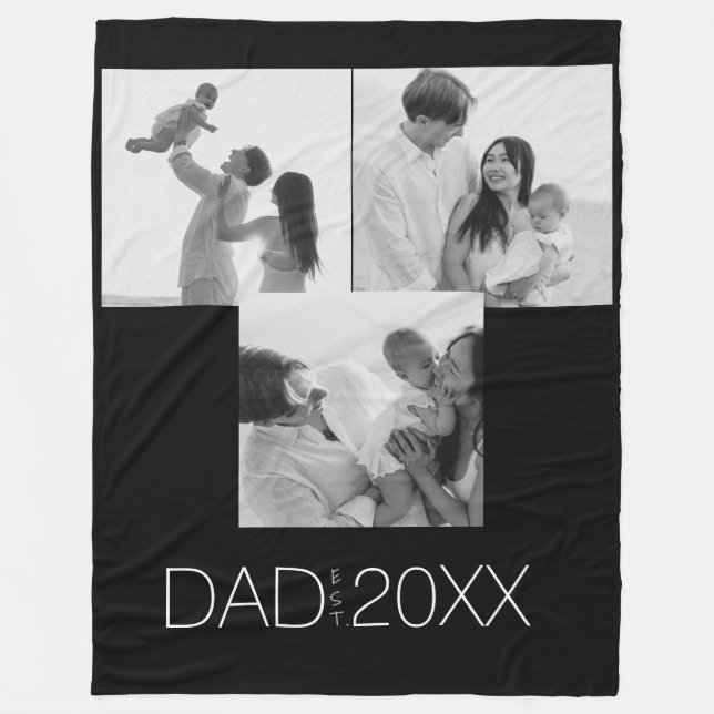 Cobertor De Velo Dad Established Three Photo Fleece Blanket. (Frente)