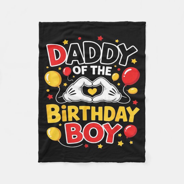 Cobertor De Velo Daddy Of The Birthday Boy Shirt Matching Dad Son F (Frente)