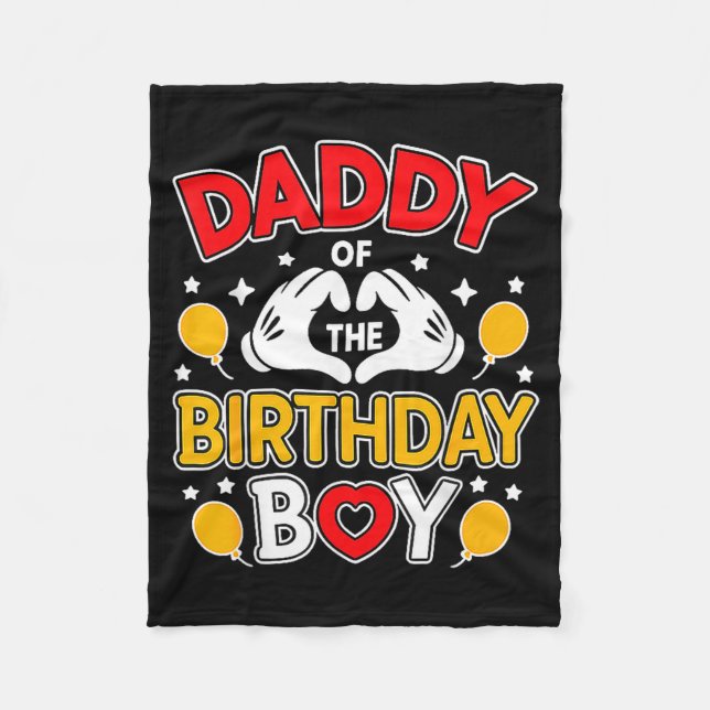 Cobertor De Velo Daddy Of The Birthday Boy Shirt Matching Dad Son F (Frente)