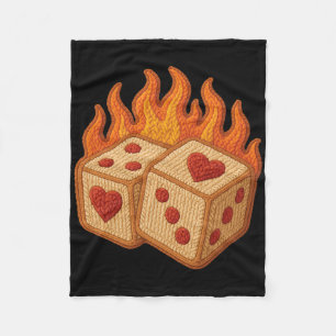 Cobertor De Velo Dados de Coração Flamejante Fofos Amor Sortudo Dia