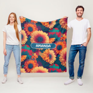 Cobertor De Velo Dahlia Geométrico Padrão Personalizado Colorido