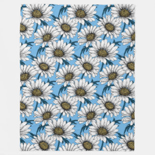Cobertor De Velo Daisies, flores silvestres em azul