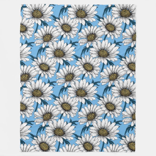 Cobertor De Velo Daisies, flores silvestres em azul (Frente)