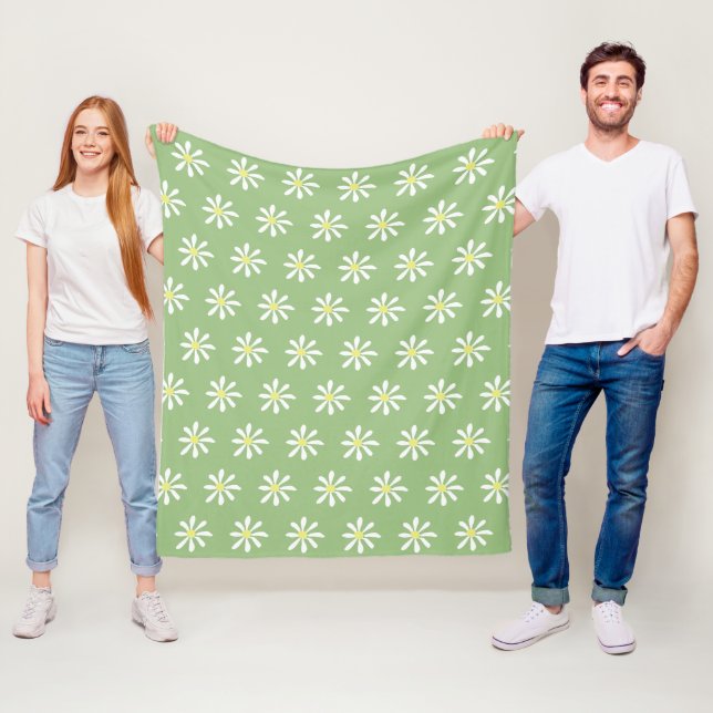 Cobertor De Velo Daisy Daisy Throw Blanket (Sage Green & White) (In Situ)