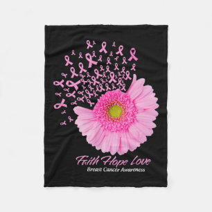 Cobertor De Velo Daisy Flower Faith Hope ama o Cancer da mama Aware