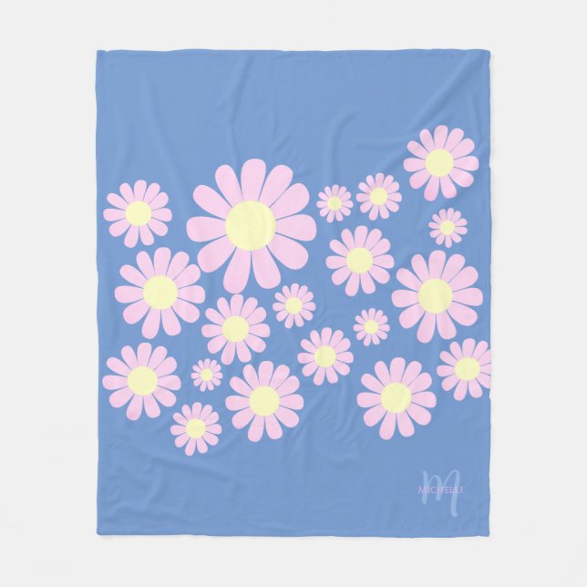 Cobertor De Velo Daisy Pink Blue (Frente)
