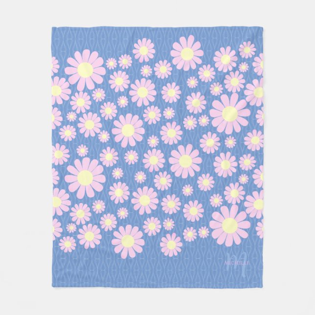Cobertor De Velo Daisy Pink Blue (Frente)