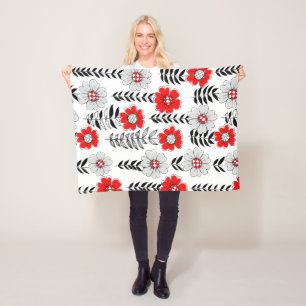 Cobertor De Velo Daisy rabiscos em vermelho e preto