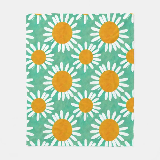 Cobertor De Velo Daisy Watercolor Folk Art Inspirado (Frente)