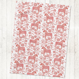 Cobertor De Velo Dala Horse Red e White Suecos
