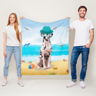 Cobertor De Velo Dalmation Dog on Beach