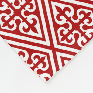 Cobertor De Velo Damáscara Cruzada Medieval - Vermelho Profundo e B