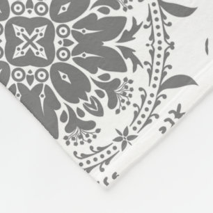 Cobertor De Velo Damasco de ornamento de folclore branco e cinza
