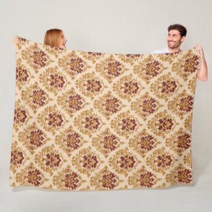 Cobertor De Velo Damasco Floral Dourado Marfim