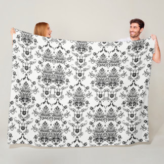 Cobertor De Velo Damasco Preto em Branco