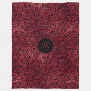 Cobertor De Velo Damasco preto vermelho com monograma