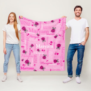 Cobertor De Velo Damascos cor-de-rosa e moças de corações nome p