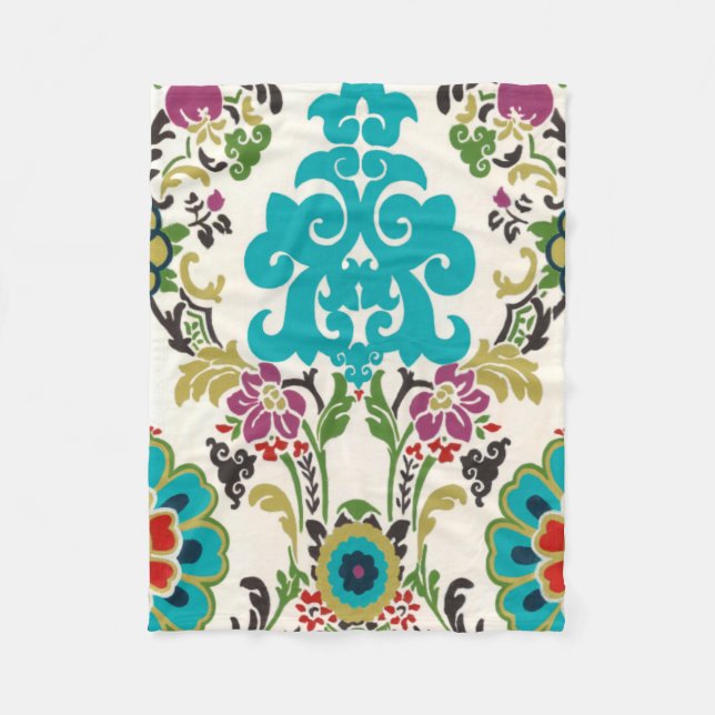 Cobertor De Velo Damask Floral Patternos Plum Turquoise (Frente)