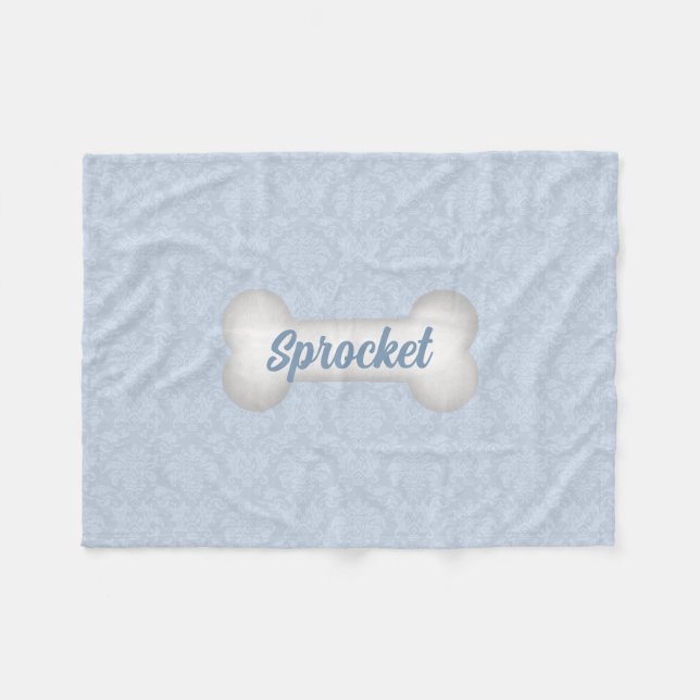 Cobertor De Velo Damask in Blue com Cachorro Bone (Frente (Horizontal))