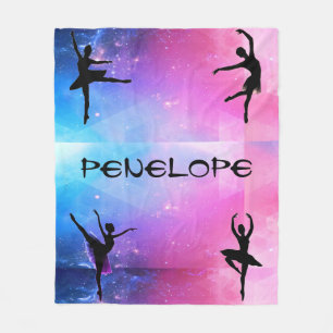 Cobertor De Velo Dançarinos Abstrato azul e rosa Ballerina Blanket